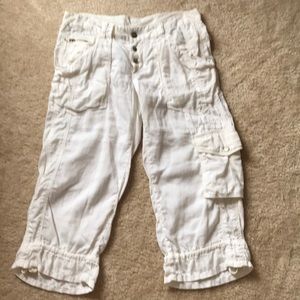 Joie white linen cargo pants.
